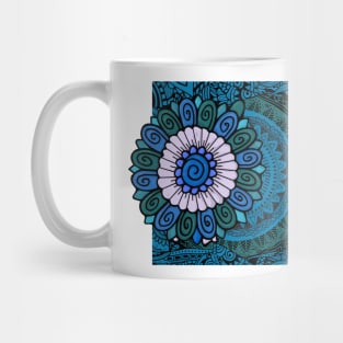 Blue zentagle flower Mug